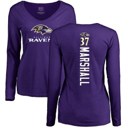 Women's Iman Marshall Purple Backer - #37 Football Baltimore Ravens Long Sleeve T-Shirt