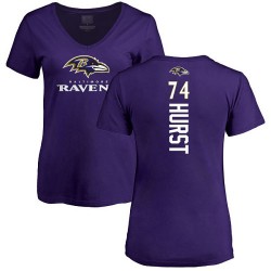 Women's James Hurst Purple Backer - #74 Football Baltimore Ravens T-Shirt