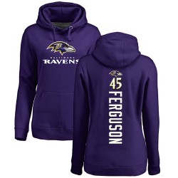 Women's Jaylon Ferguson Purple Backer - #45 Football Baltimore Ravens Pullover Hoodie