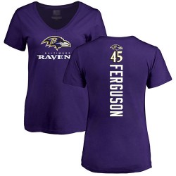 Women's Jaylon Ferguson Purple Backer - #45 Football Baltimore Ravens T-Shirt