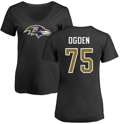 Women's Jonathan Ogden Black Name & Number Logo - #75 Football Baltimore Ravens T-Shirt