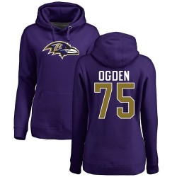 Women's Jonathan Ogden Purple Name & Number Logo - #75 Football Baltimore Ravens Pullover Hoodie