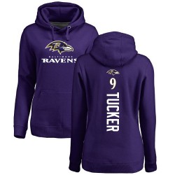 Women's Justin Tucker Purple Backer - #9 Football Baltimore Ravens Pullover Hoodie
