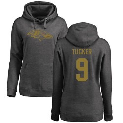 Women's Justin Tucker Ash One Color - #9 Football Baltimore Ravens Pullover Hoodie