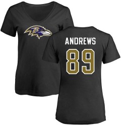 Women's Mark Andrews Black Name & Number Logo - #89 Football Baltimore Ravens T-Shirt