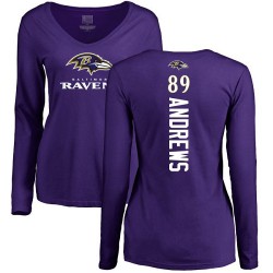 Women's Mark Andrews Purple Backer - #89 Football Baltimore Ravens Long Sleeve T-Shirt
