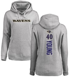 Women's Kenny Young Ash Backer - #40 Football Baltimore Ravens Pullover Hoodie