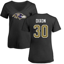 Women's Kenneth Dixon Black Name & Number Logo - #30 Football Baltimore Ravens T-Shirt