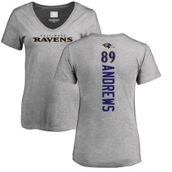 Women's Mark Andrews Ash Backer V-Neck - #89 Football Baltimore Ravens T-Shirt