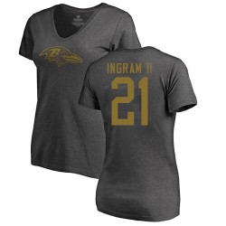 Women's Mark Ingram II Ash One Color - #21 Football Baltimore Ravens T-Shirt