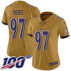 Limited Women's Michael Pierce Gold Jersey - #97 Football Baltimore Ravens 100th Season Inverted Legend