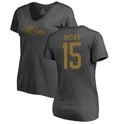 Women's Marquise Brown Ash One Color - #15 Football Baltimore Ravens T-Shirt