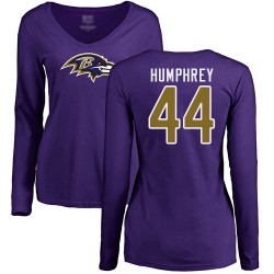 Women's Marlon Humphrey Purple Name & Number Logo - #44 Football Baltimore Ravens Long Sleeve T-Shirt