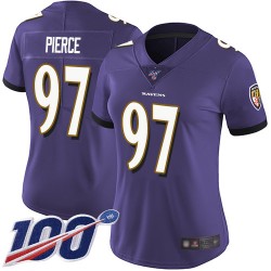 Limited Women's Michael Pierce Purple Home Jersey - #97 Football Baltimore Ravens 100th Season Vapor Untouchable