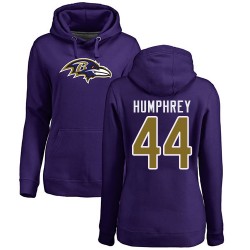 Women's Marlon Humphrey Purple Name & Number Logo - #44 Football Baltimore Ravens Pullover Hoodie