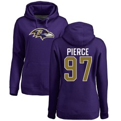 Women's Michael Pierce Purple Name & Number Logo - #97 Football Baltimore Ravens Pullover Hoodie