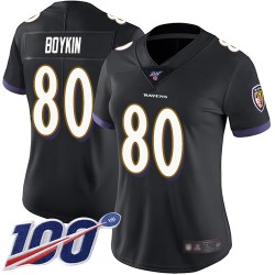 Limited Women's Miles Boykin Black Alternate Jersey - #80 Football Baltimore Ravens 100th Season Vapor Untouchable