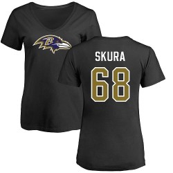 Women's Matt Skura Black Name & Number Logo - #68 Football Baltimore Ravens T-Shirt