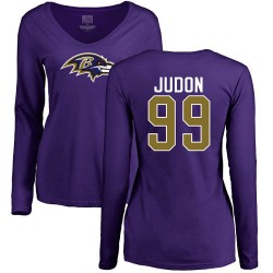 Women's Matt Judon Purple Name & Number Logo - #99 Football Baltimore Ravens Long Sleeve T-Shirt