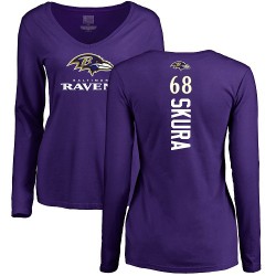 Women's Matt Skura Purple Backer - #68 Football Baltimore Ravens Long Sleeve T-Shirt