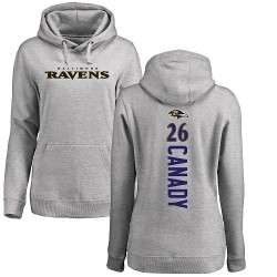 Women's Maurice Canady Ash Backer - #26 Football Baltimore Ravens Pullover Hoodie