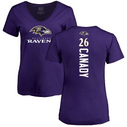 Women's Maurice Canady Purple Backer - #26 Football Baltimore Ravens T-Shirt