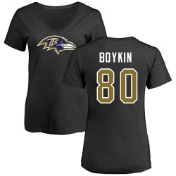 Women's Miles Boykin Black Name & Number Logo - #80 Football Baltimore Ravens T-Shirt