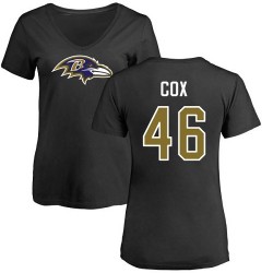 Women's Morgan Cox Black Name & Number Logo - #46 Football Baltimore Ravens T-Shirt