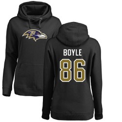 Women's Nick Boyle Black Name & Number Logo - #86 Football Baltimore Ravens Pullover Hoodie