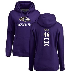 Women's Morgan Cox Purple Backer - #46 Football Baltimore Ravens Pullover Hoodie