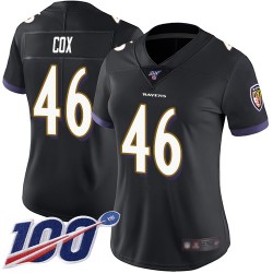 Limited Women's Morgan Cox Black Alternate Jersey - #46 Football Baltimore Ravens 100th Season Vapor Untouchable