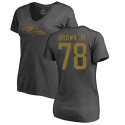 Women's Orlando Brown Jr. Ash One Color - #78 Football Baltimore Ravens T-Shirt