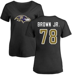 Women's Orlando Brown Jr. Black Name & Number Logo - #78 Football Baltimore Ravens T-Shirt
