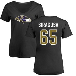 Women's Nico Siragusa Black Name & Number Logo - #65 Football Baltimore Ravens T-Shirt