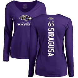 Women's Nico Siragusa Purple Backer - #65 Football Baltimore Ravens Long Sleeve T-Shirt