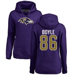 Women's Nick Boyle Purple Name & Number Logo - #86 Football Baltimore Ravens Pullover Hoodie