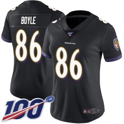 Limited Women's Nick Boyle Black Alternate Jersey - #86 Football Baltimore Ravens 100th Season Vapor Untouchable