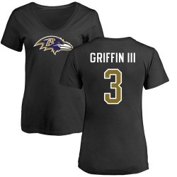 Women's Robert Griffin III Black Name & Number Logo - #3 Football Baltimore Ravens T-Shirt