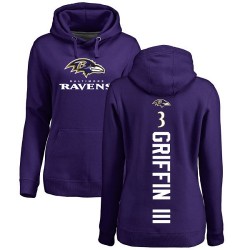 Women's Robert Griffin III Purple Backer - #3 Football Baltimore Ravens Pullover Hoodie