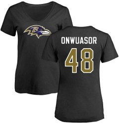 Women's Patrick Onwuasor Black Name & Number Logo - #48 Football Baltimore Ravens T-Shirt