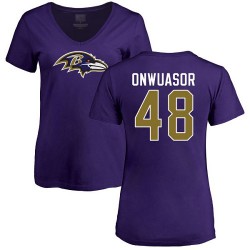 Women's Patrick Onwuasor Purple Name & Number Logo - #48 Football Baltimore Ravens T-Shirt