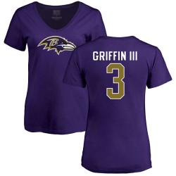 Women's Robert Griffin III Purple Name & Number Logo - #3 Football Baltimore Ravens T-Shirt
