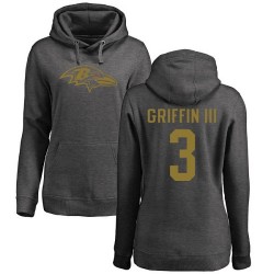 Women's Robert Griffin III Ash One Color - #3 Football Baltimore Ravens Pullover Hoodie