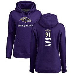 Women's Shane Ray Purple Backer - #91 Football Baltimore Ravens Pullover Hoodie