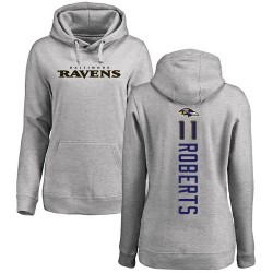 Women's Seth Roberts Ash Backer - #11 Football Baltimore Ravens Pullover Hoodie