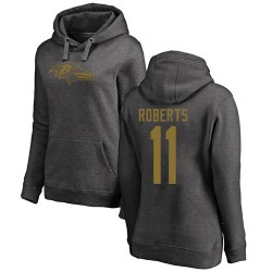 Women's Seth Roberts Ash One Color - #11 Football Baltimore Ravens Pullover Hoodie