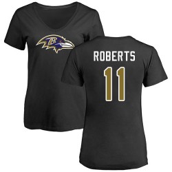 Women's Seth Roberts Black Name & Number Logo - #11 Football Baltimore Ravens T-Shirt