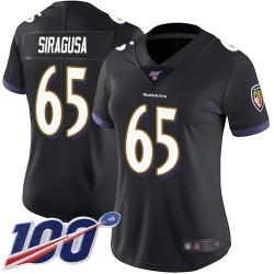 Limited Women's Nico Siragusa Black Alternate Jersey - #65 Football Baltimore Ravens 100th Season Vapor Untouchable