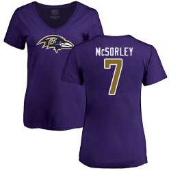 Women's Trace McSorley Purple Name & Number Logo - #7 Football Baltimore Ravens T-Shirt