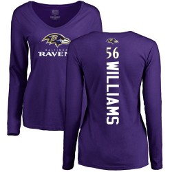 Women's Tim Williams Purple Backer - #56 Football Baltimore Ravens Long Sleeve T-Shirt